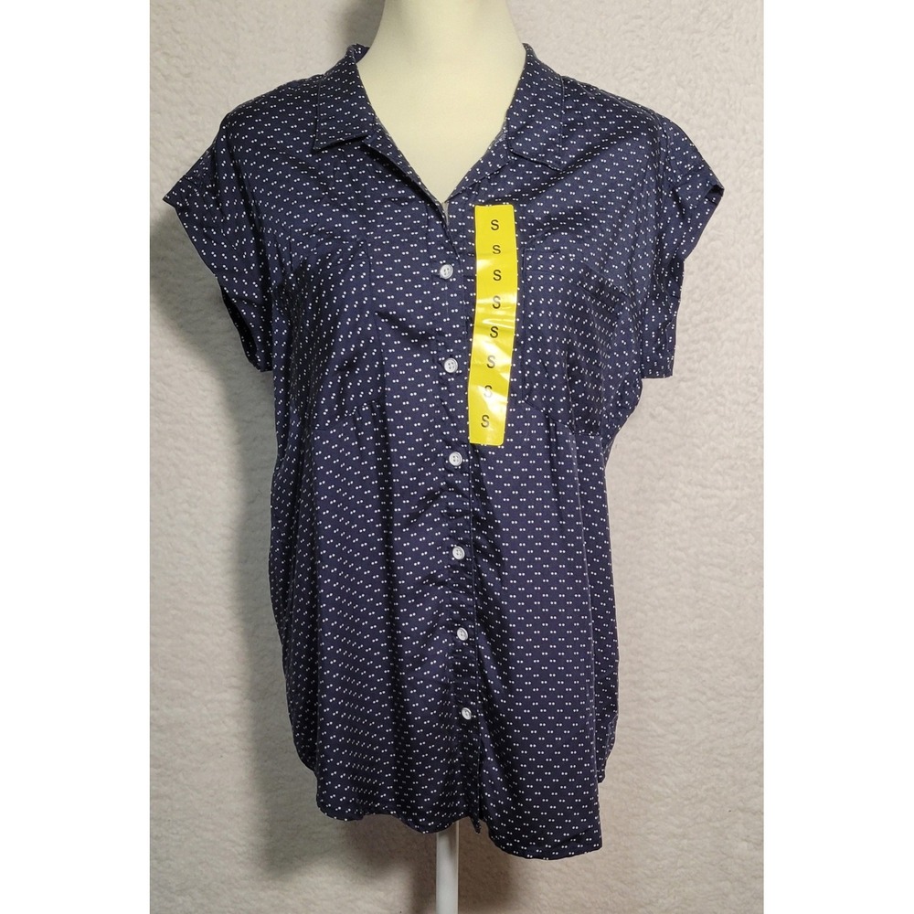 JACHS‎ Girlfriend Women's Tencel Blouse Small New NWT Navy 0551